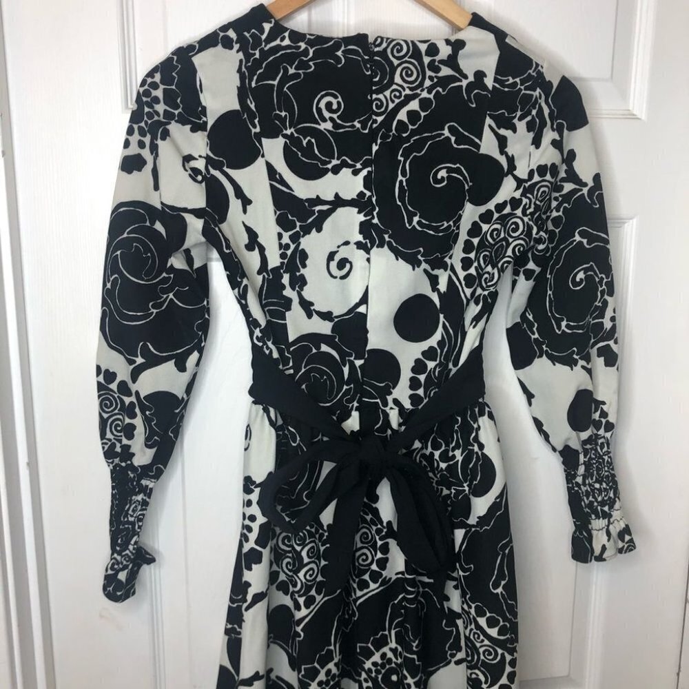 Vintage 60’s Union Label Black & White Long Sleeve Maxi Cottagecore Dress - Picture 7 of 10